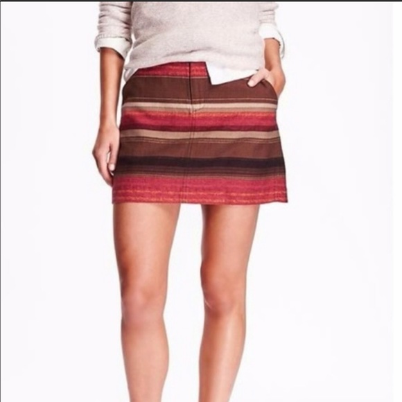 Old Navy Basketweave Neutral Stripe Skirt NWT Sz 8 - Picture 5 of 8
